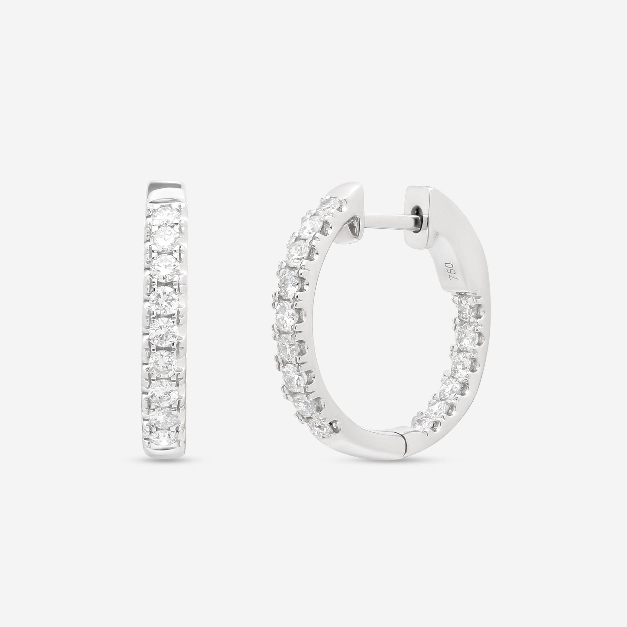 Ina Mar 18K White Gold Diamond Round Hoop Earrings with Vault Lock AER - 17278 - THE SOLIST - Ina Mar