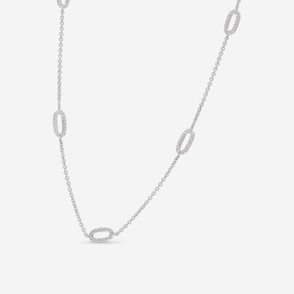 Ina Mar 18K White Gold Diamond Station Necklace ANK - 15698 - 18'' - 5S - 1 - THE SOLIST - Ina Mar