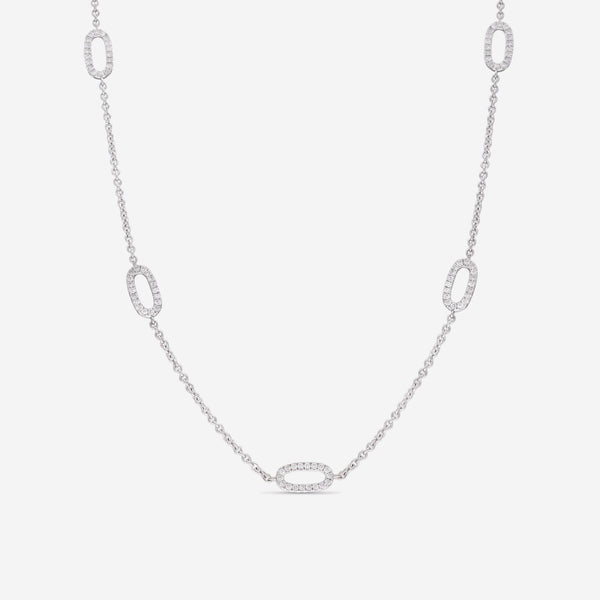 Ina Mar 18K White Gold Diamond Station Necklace ANK - 15698 - 18'' - 5S - 1 - THE SOLIST - Ina Mar