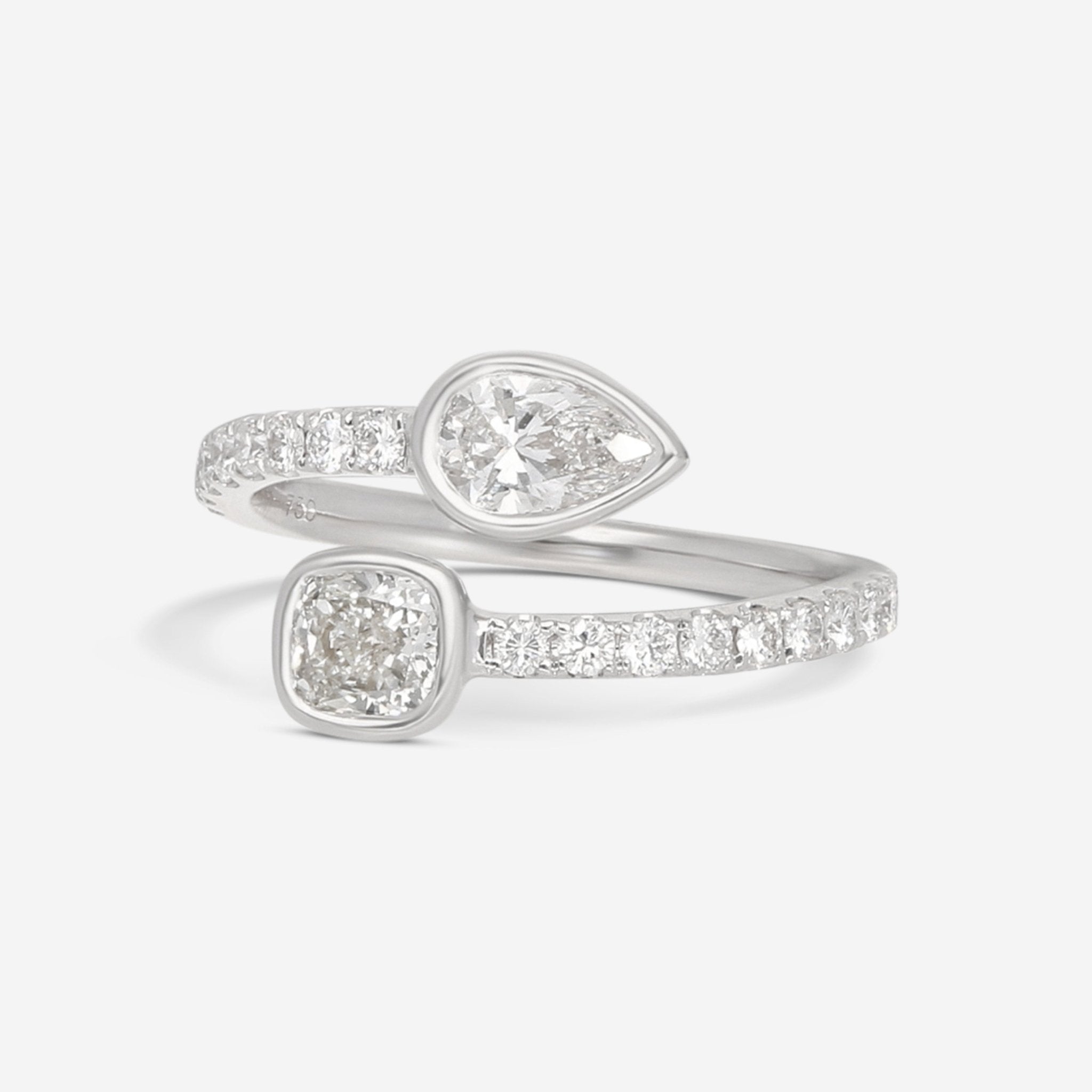 18K White Gold Diamond 0.45ct.twd Wrap Ring Sz. 6.25 ALR 19545