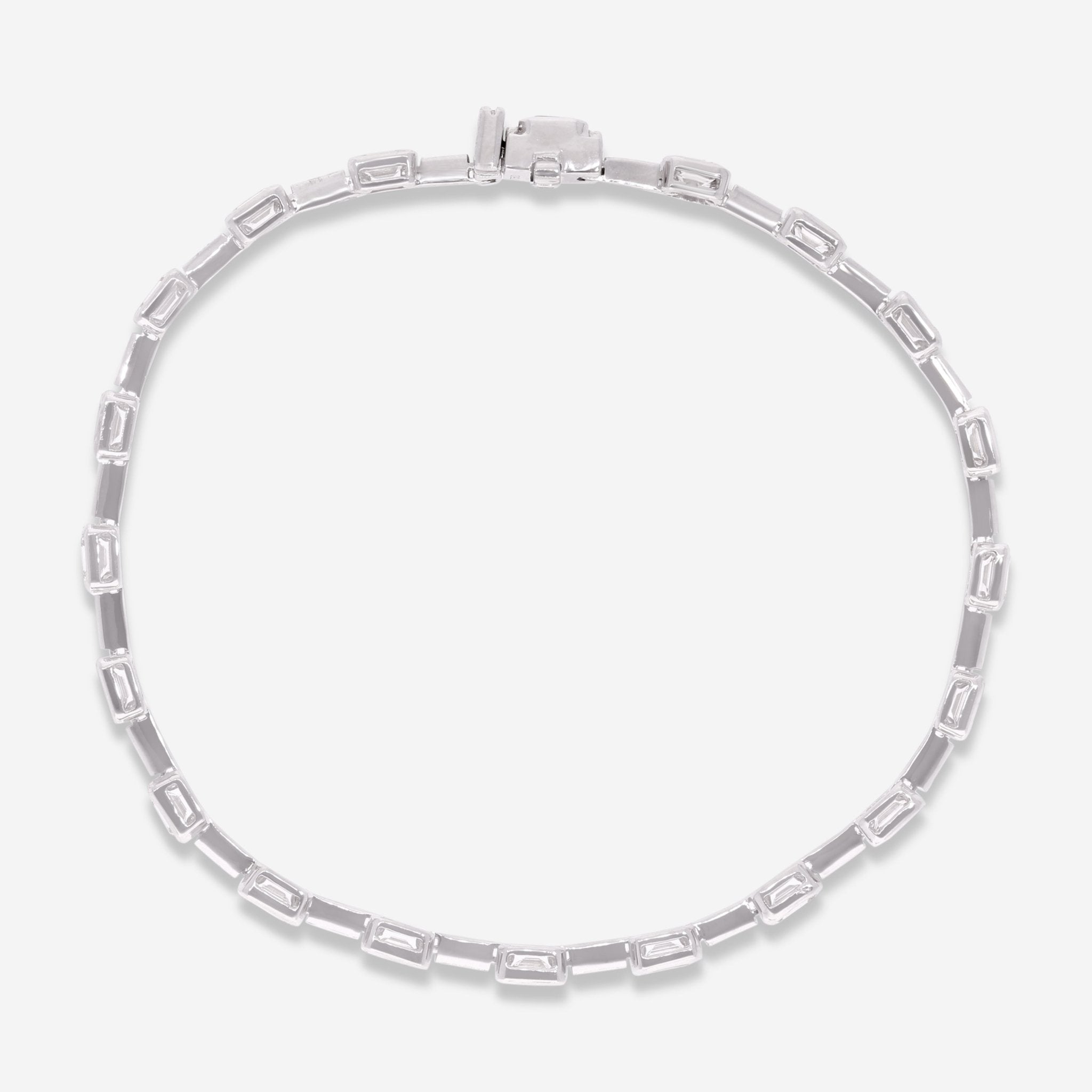 Ina Mar 18K White Gold Emerald Cut Diamond Link Bracelet ALB - 19554 - THE SOLIST - Ina Mar