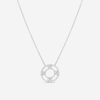 Ina Mar 18K White Gold Flower Diamond Circle Pendant Necklace 16" ANK - 19284 - THE SOLIST - Ina Mar