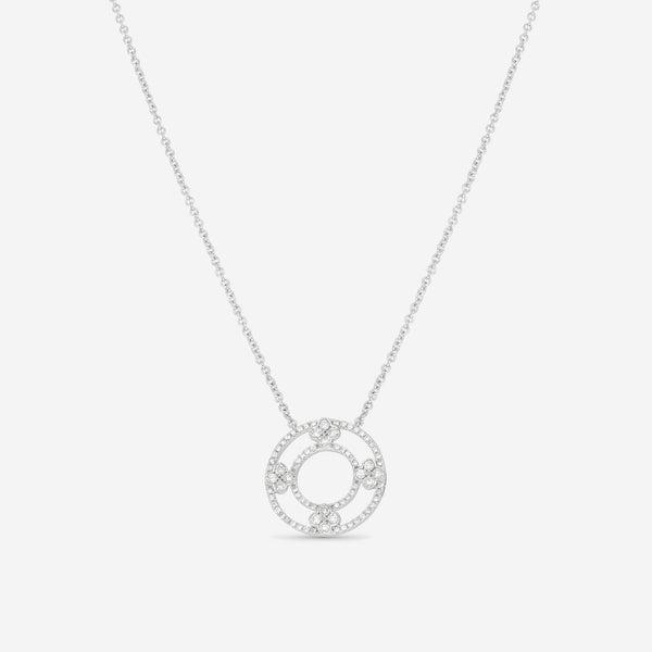 Ina Mar 18K White Gold Flower Diamond Circle Pendant Necklace 16" ANK - 19284 - THE SOLIST - Ina Mar