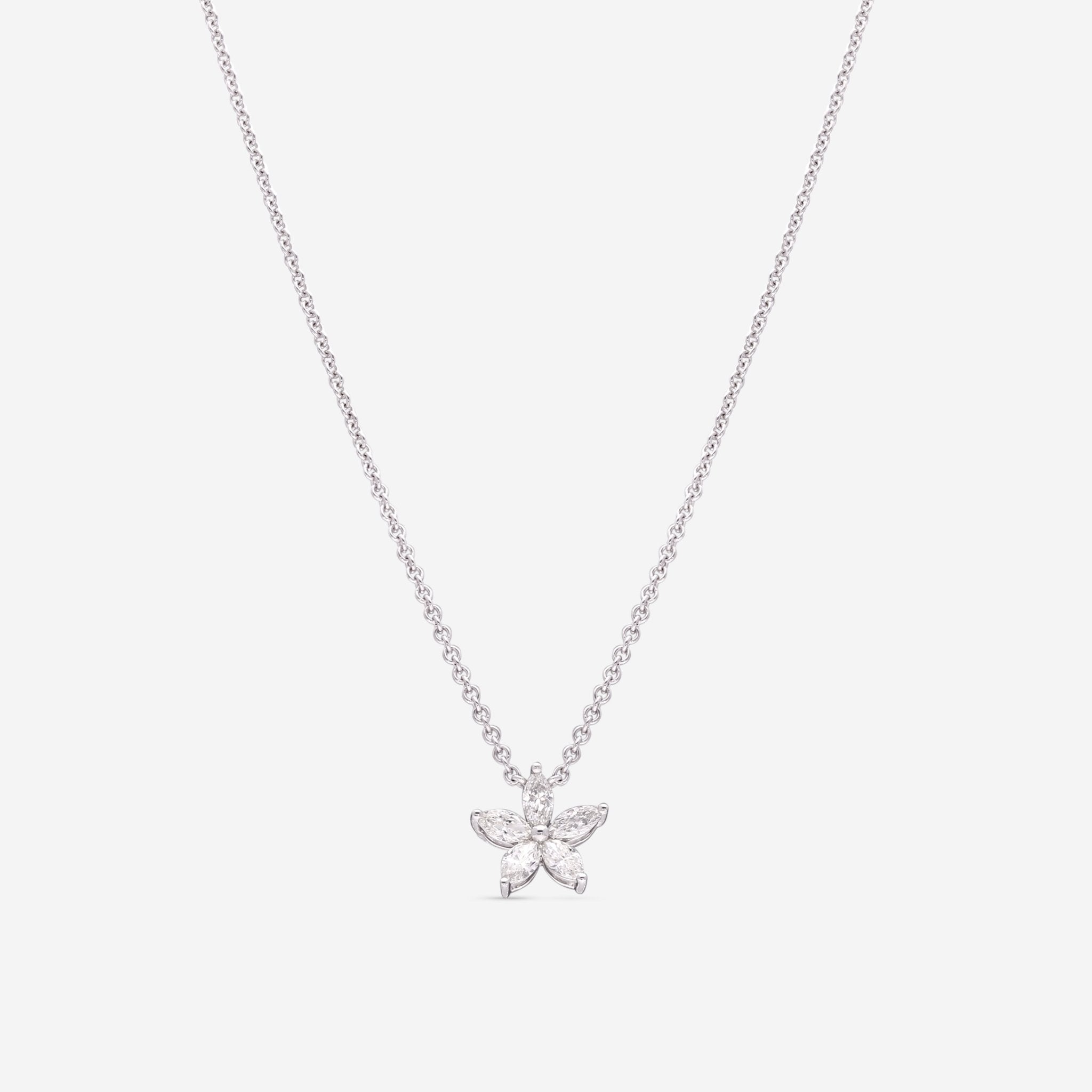 Ina Mar 18K White Gold Marquise Cut Diamond Pendant Necklace ANK - 19402 - THE SOLIST - Ina Mar