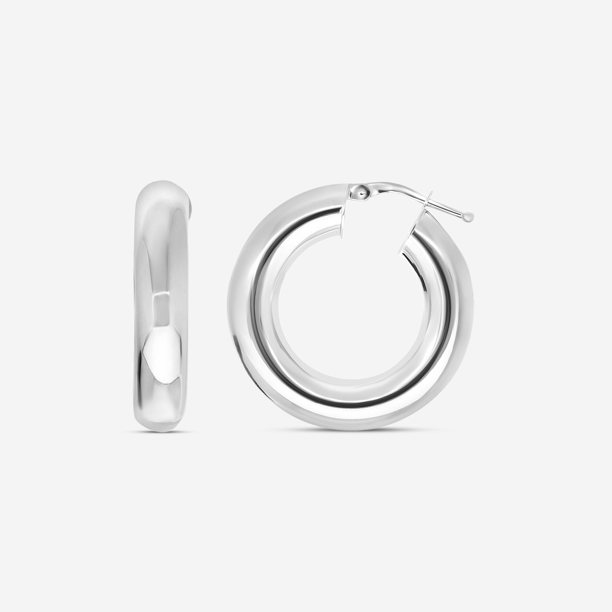 Ina Mar 18K White Gold Medium Hoop Earrings 223707 - THE SOLIST - Ina Mar