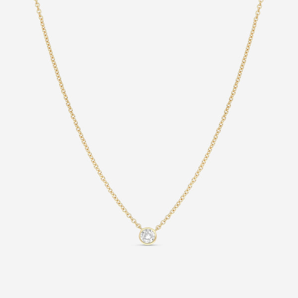 Ina Mar 18K Yellow Gold Bezel Set Diamond 0.30ct.tw. Solitaire Pendant 16" ANK - 19302 - Y - THE SOLIST - Ina Mar