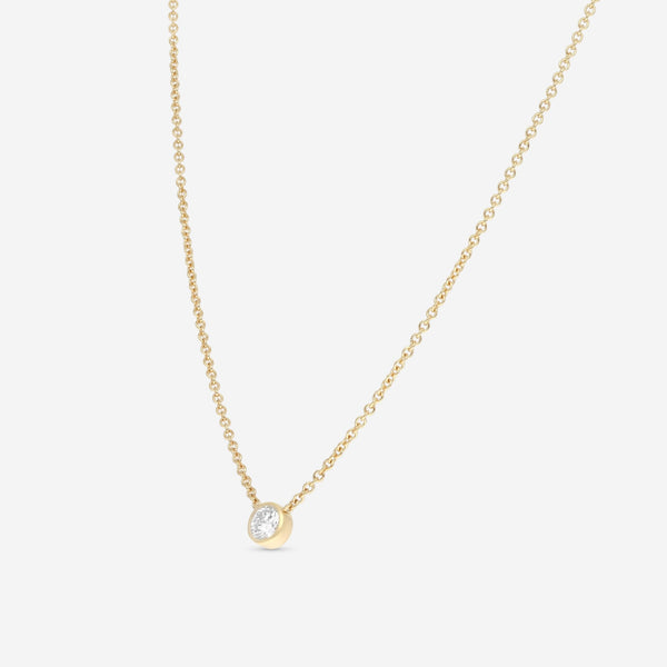 Ina Mar 18K Yellow Gold Bezel Set Diamond 0.55ct.tw. Solitaire Pendant 16" ANK - 19303 - Y - THE SOLIST - Ina Mar