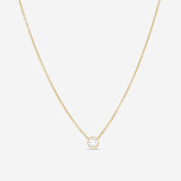 Ina Mar 18K Yellow Gold Bezel Set Diamond 0.55ct.tw. Solitaire Pendant 16" ANK - 19303 - Y - THE SOLIST - Ina Mar