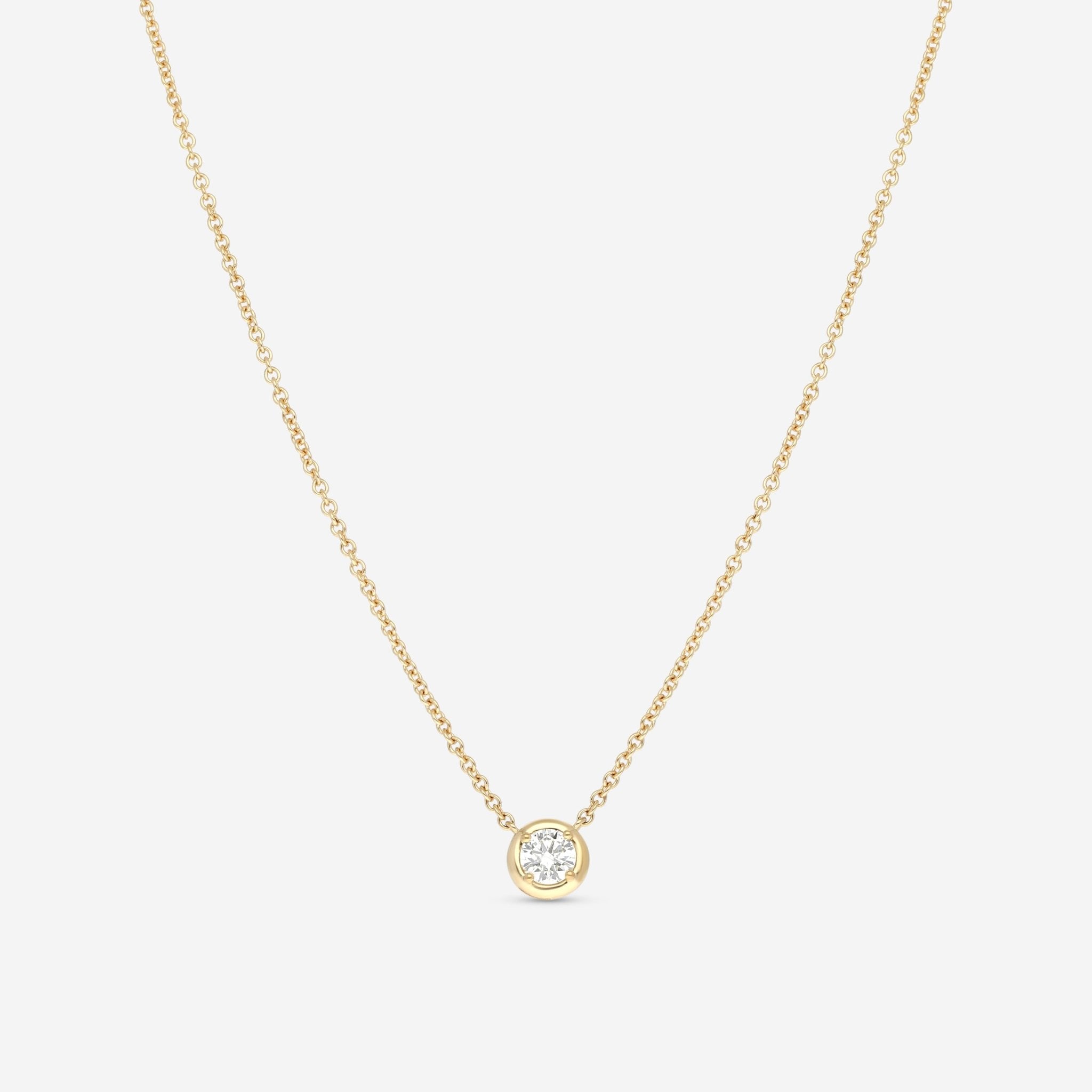 Ina Mar 18K Yellow Gold Bezel Set Diamond Solitaire Pendant 16