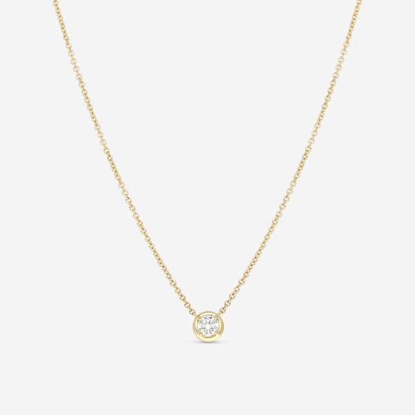 Ina Mar 18K Yellow Gold Bezel Set Diamond Solitaire Pendant 16" ANK - 19291 - Y - THE SOLIST - Ina Mar