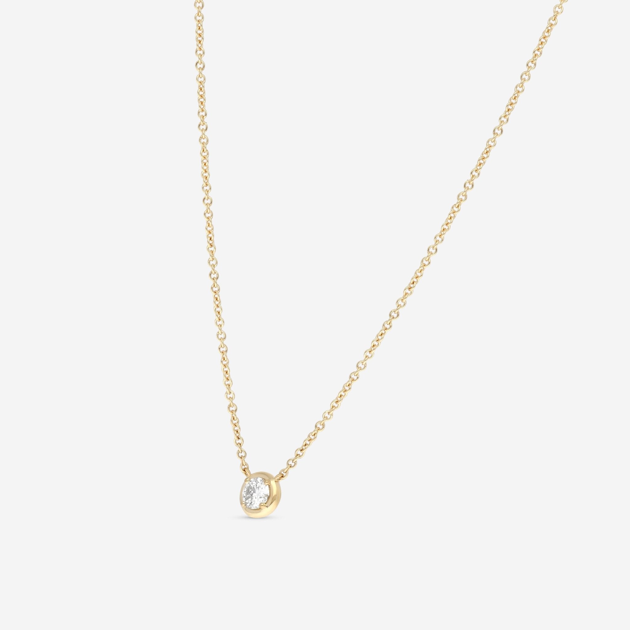 Ina Mar 18K Yellow Gold Bezel Set Diamond Solitaire Pendant 16