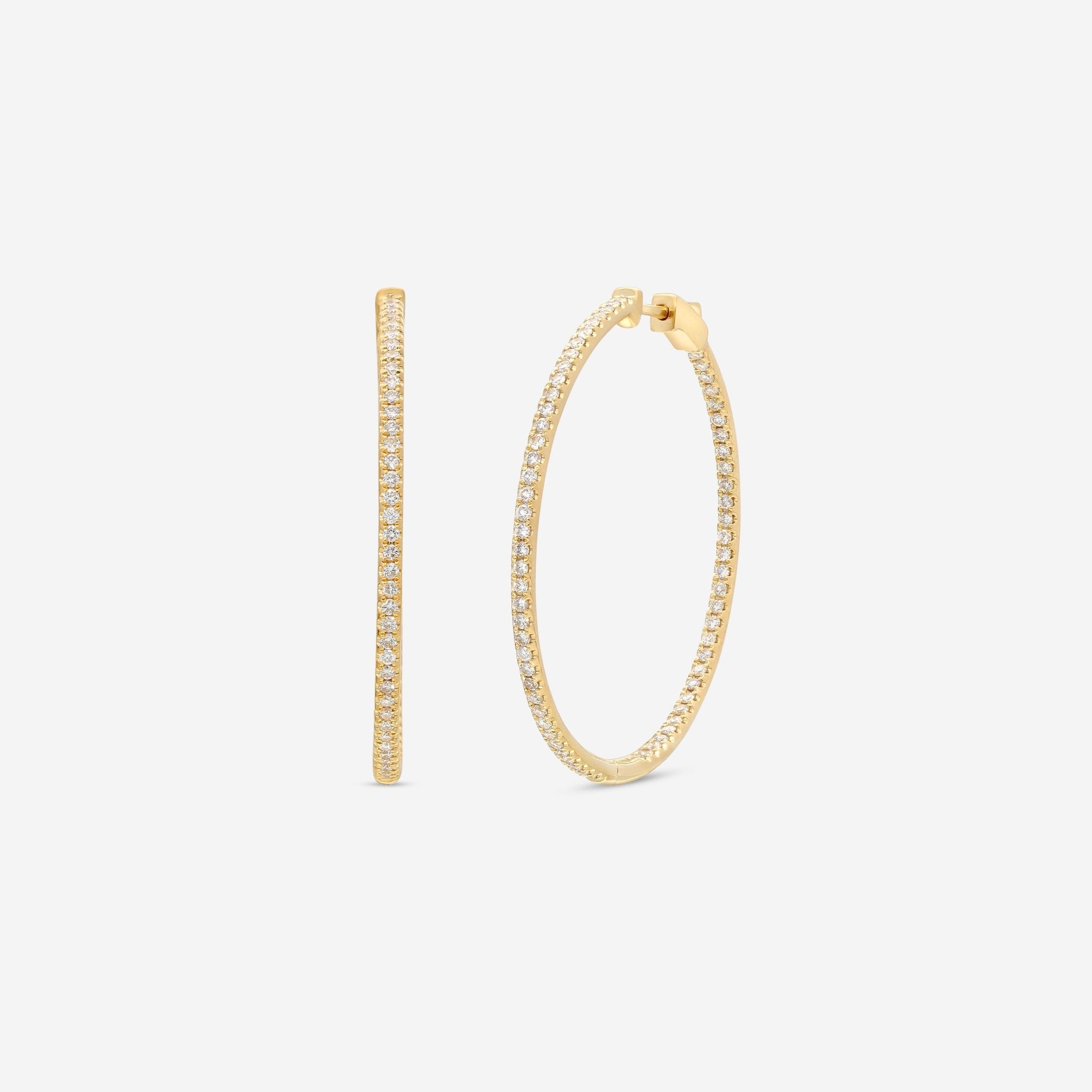 Ina Mar 18K Yellow Gold Diamond Round Hoop Earrings