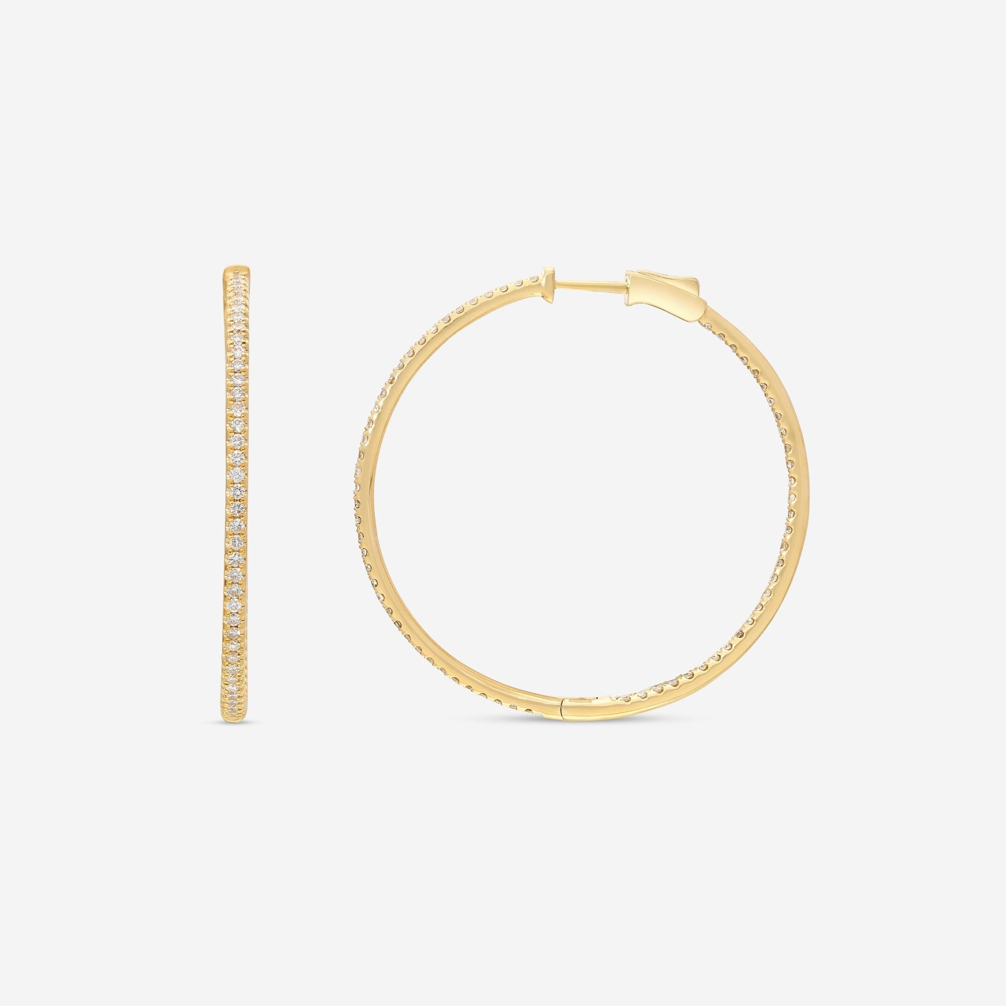 Ina Mar 18K Yellow Gold Diamond 1.49ct.twd. Round Hoop Earrings AER - 13138 - Y - THE SOLIST - Ina Mar