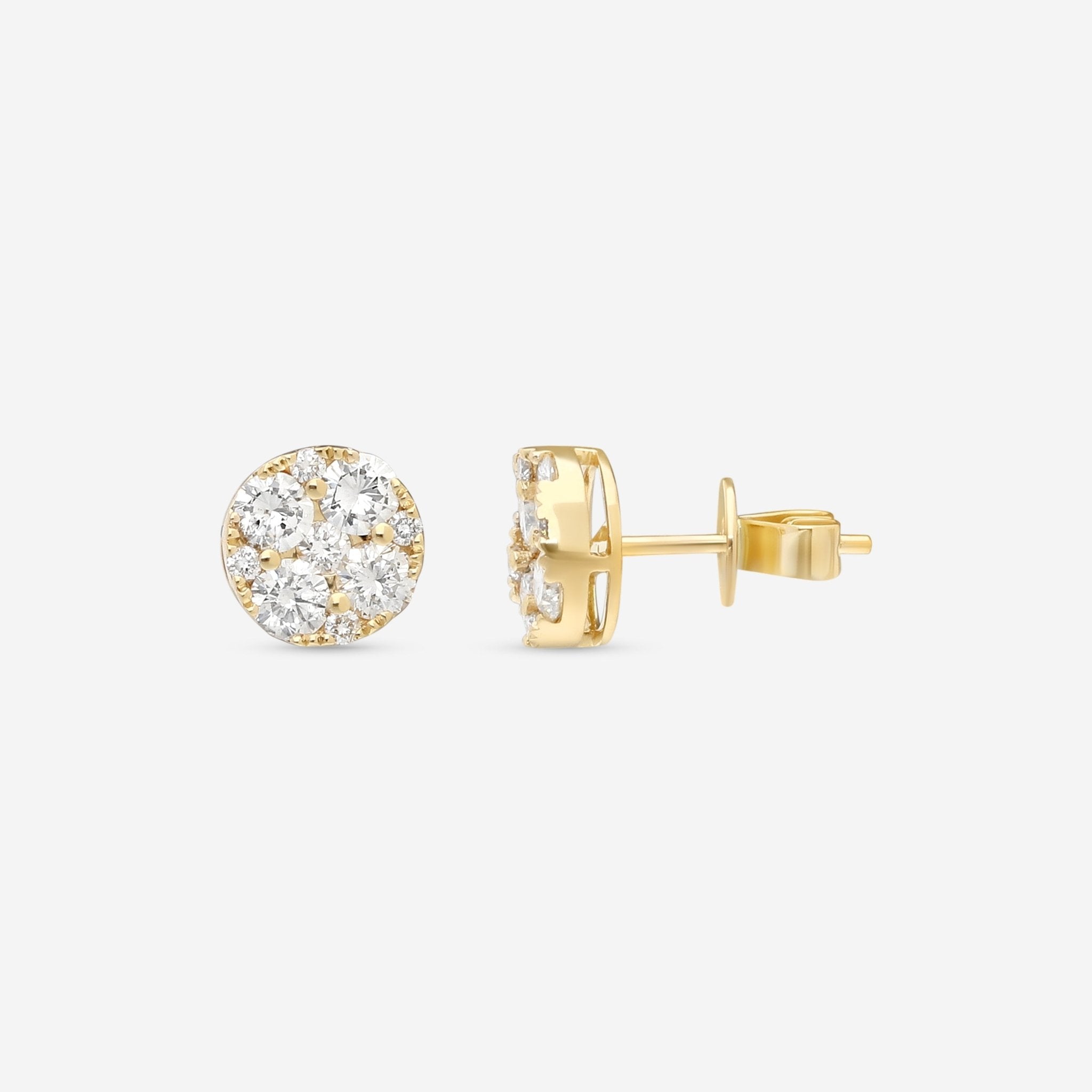 Ina Mar 18K Yellow Gold Diamond Cluster Stud Earrings AER - 9122 - Y - THE SOLIST - Ina Mar