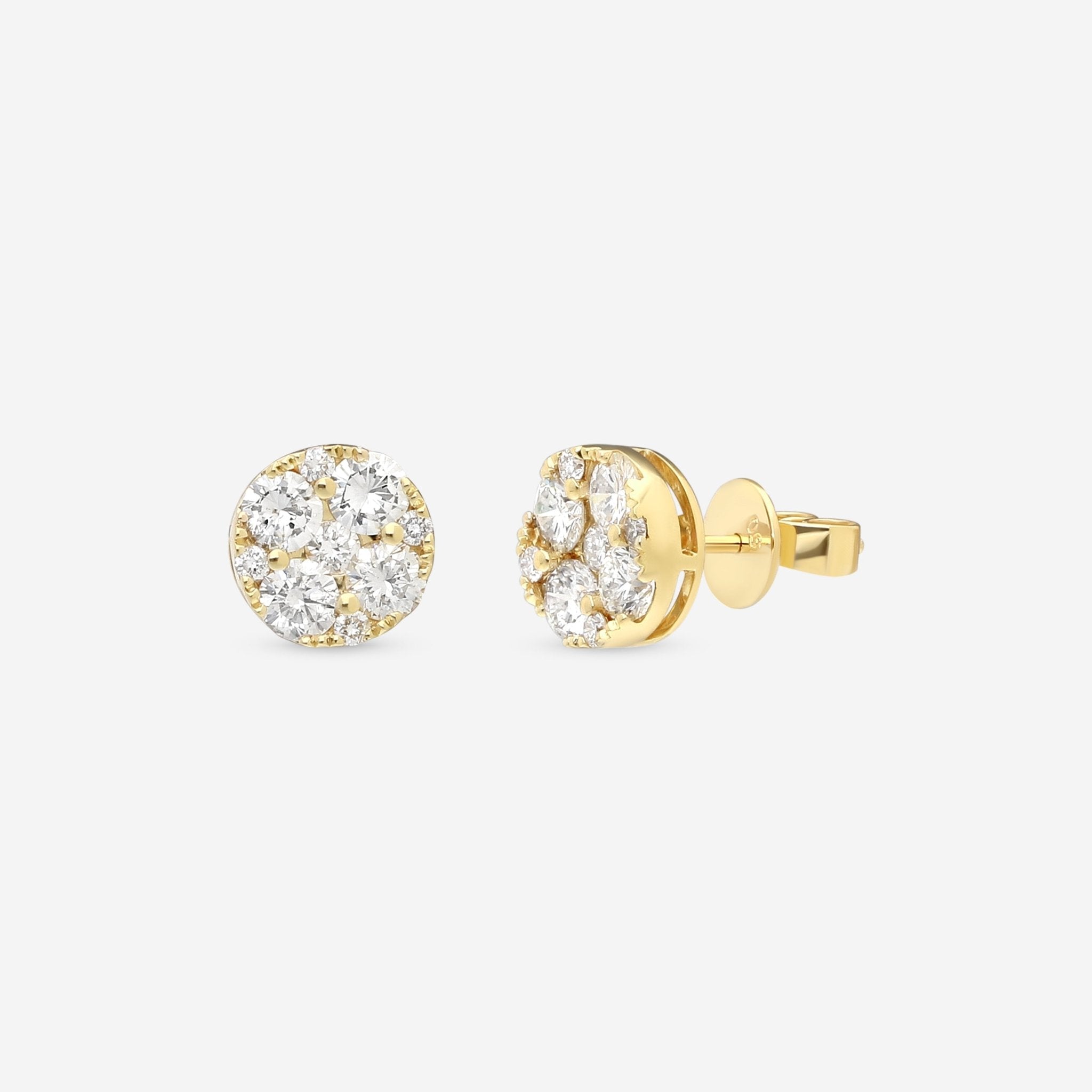 Ina Mar 18K Yellow Gold Diamond Cluster Stud Earrings AER - 9122 - Y - THE SOLIST - Ina Mar