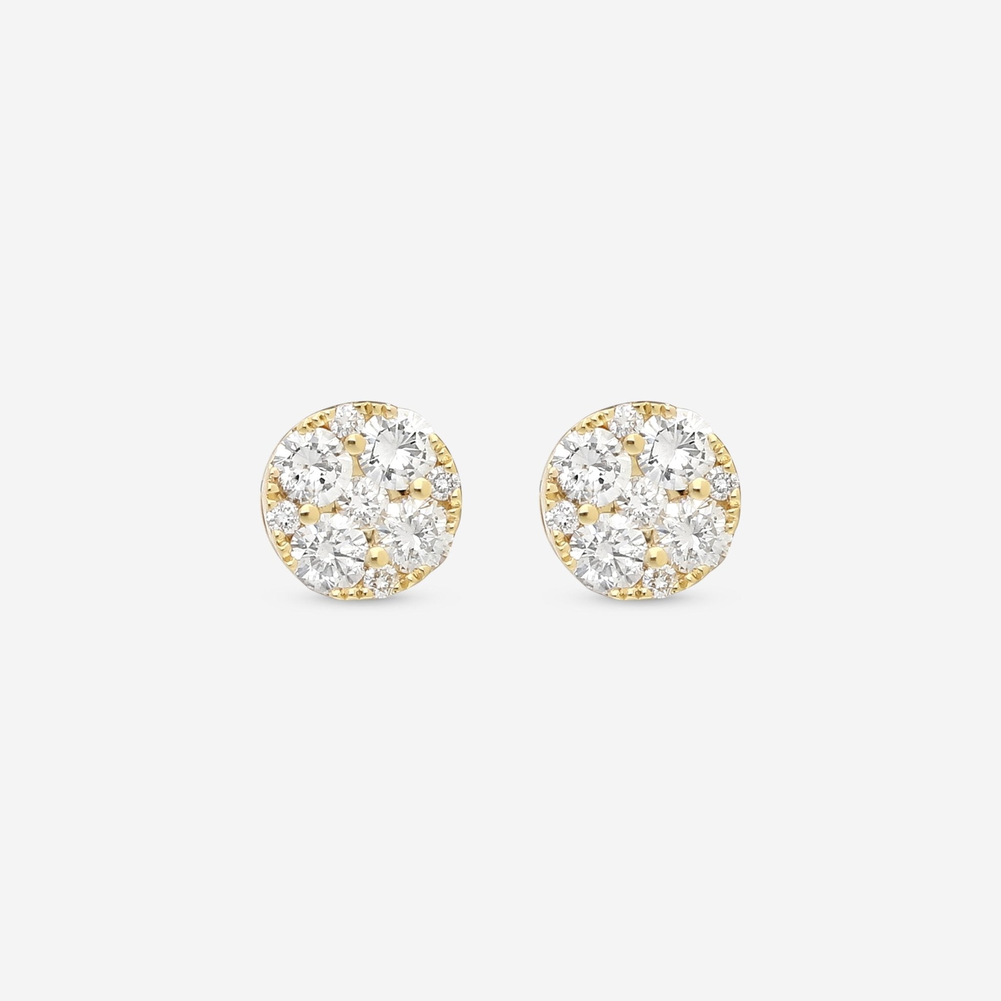 Ina Mar 18K Yellow Gold Diamond Cluster Stud Earrings AER - 9122 - Y - THE SOLIST - Ina Mar