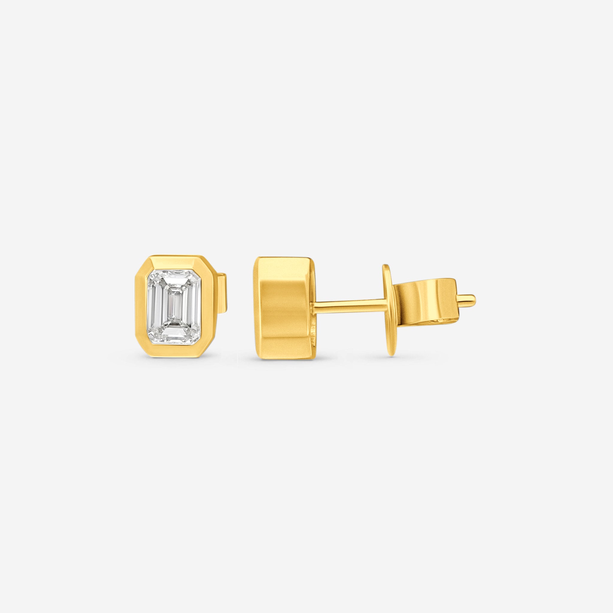 Ina Mar 18K Yellow Gold Diamond Emerald-Cut Bezel Setting 1.05ct.twd. Stud Earrings AER-19416-Y - THE SOLIST