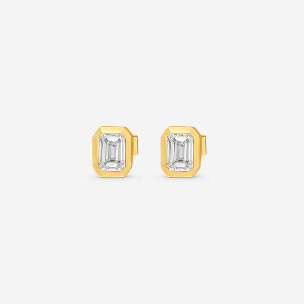 Ina Mar 18K Yellow Gold Diamond Emerald-Cut Bezel Setting 1.05ct.twd. Stud Earrings AER-19416-Y - THE SOLIST