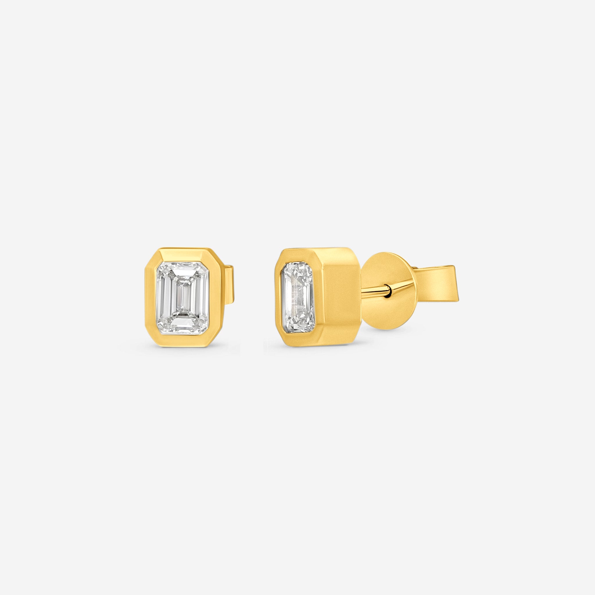 Ina Mar 18K Yellow Gold Diamond Emerald-Cut Bezel Setting 1.05ct.twd. Stud Earrings AER-19416-Y - THE SOLIST
