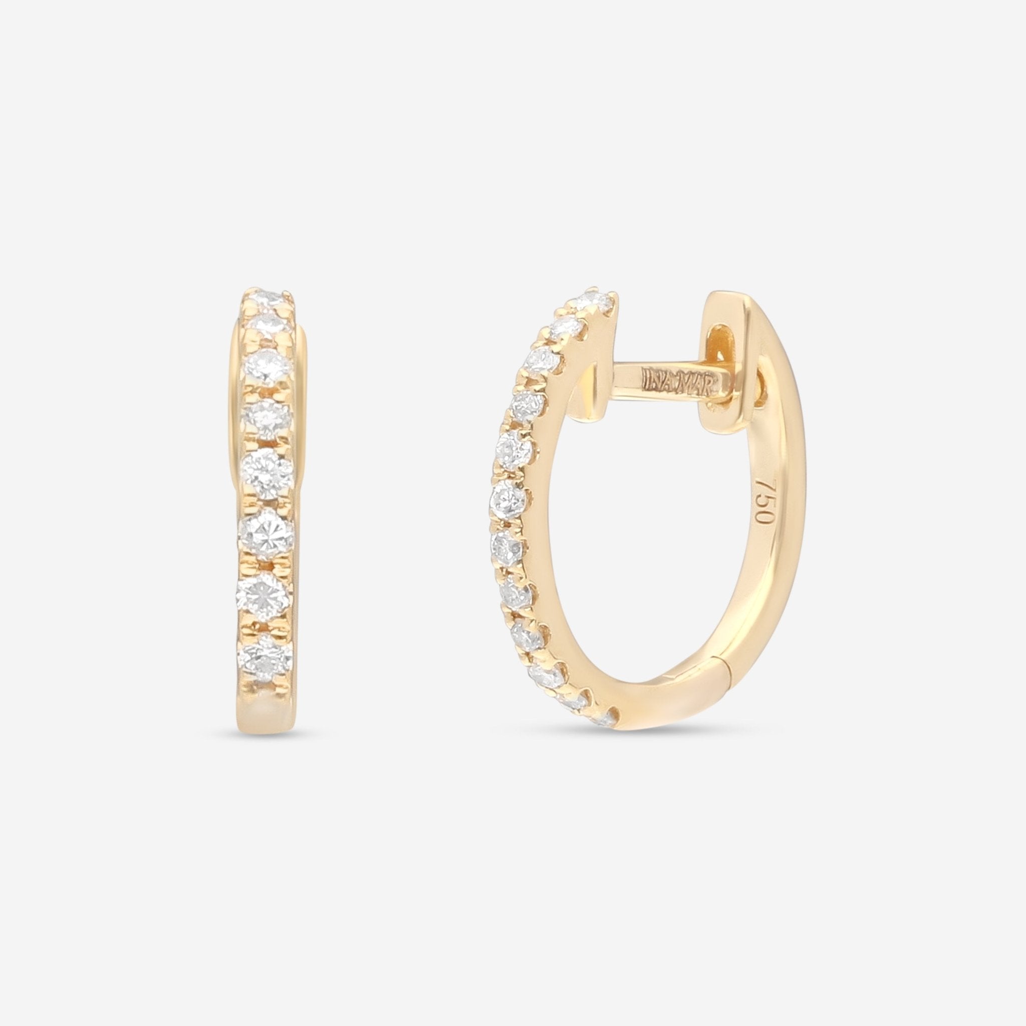 Ina Mar 18K Yellow Gold Diamond Hoop Earrings AER - 5783 - 1 - Y - THE SOLIST - Ina Mar