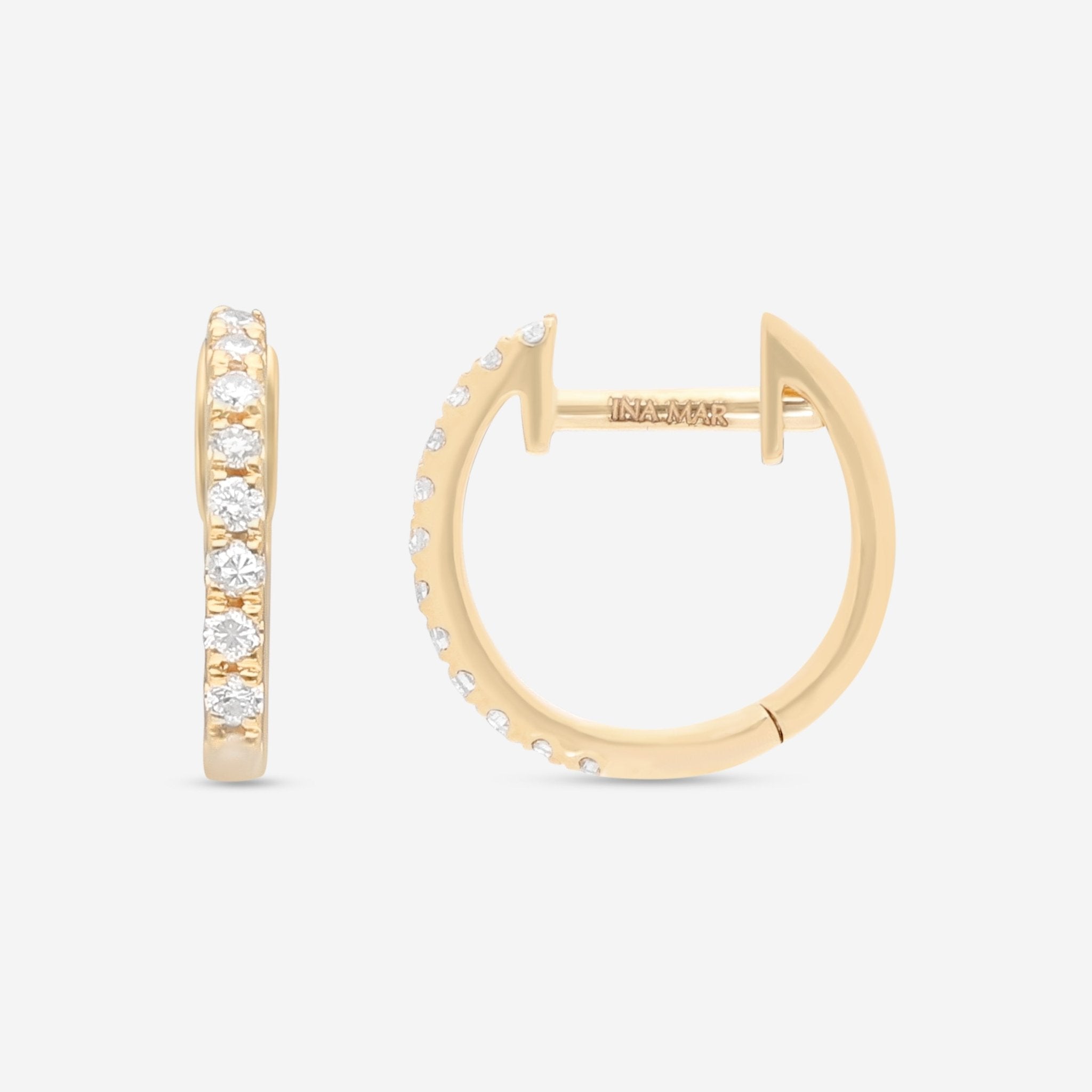 Ina Mar 18K Yellow Gold Diamond Hoop Earrings AER - 5783 - 1 - Y - THE SOLIST - Ina Mar