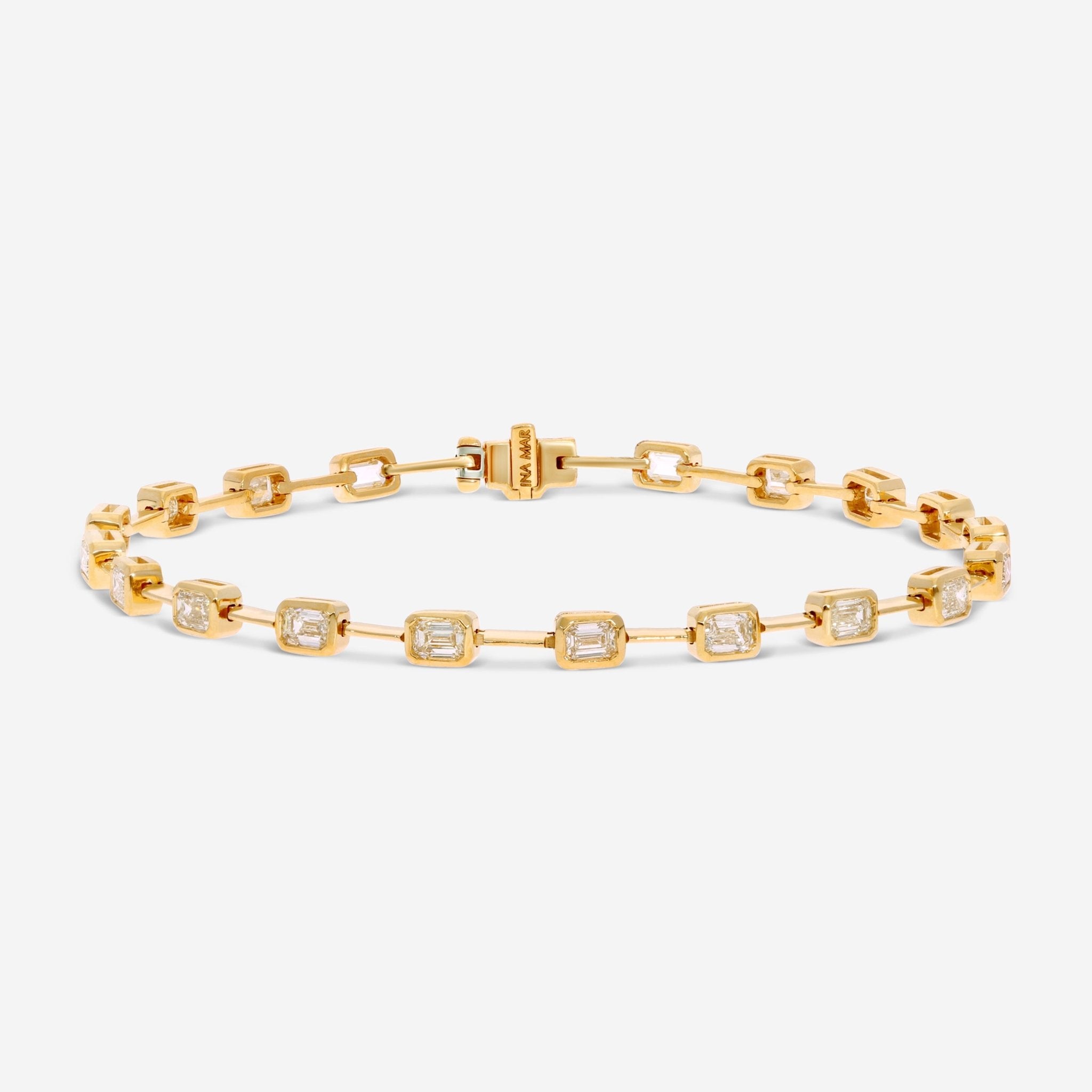 Ina Mar 18K Yellow Gold Emerald Cut Diamond Link Bracelet ALB - 19554 - Y - THE SOLIST - Ina Mar