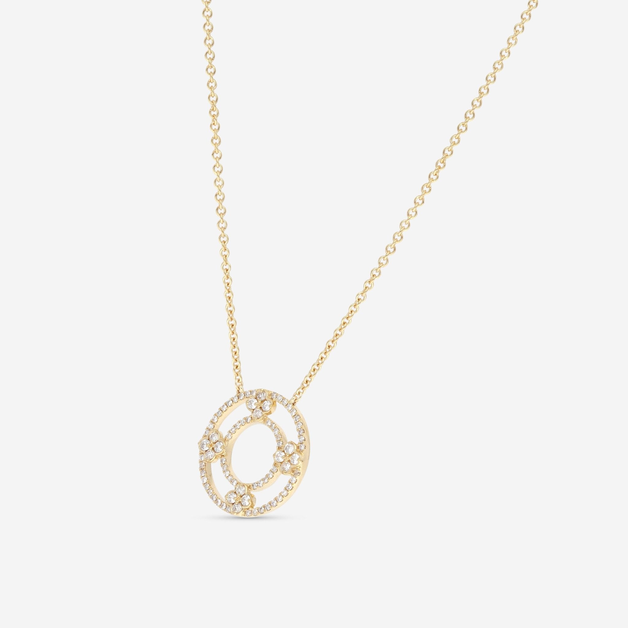 Ina Mar 18K Yellow Gold Flower Diamond Circle Pendant Necklace 16