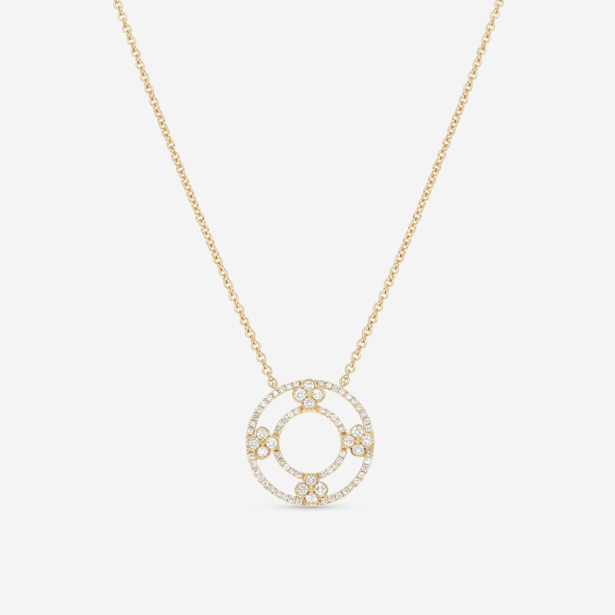 Ina Mar 18K Yellow Gold Flower Diamond Circle Pendant Necklace 16