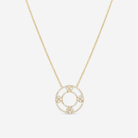 Ina Mar 18K Yellow Gold Flower Diamond Circle Pendant Necklace 16" ANK - 19284 - Y - THE SOLIST - Ina Mar