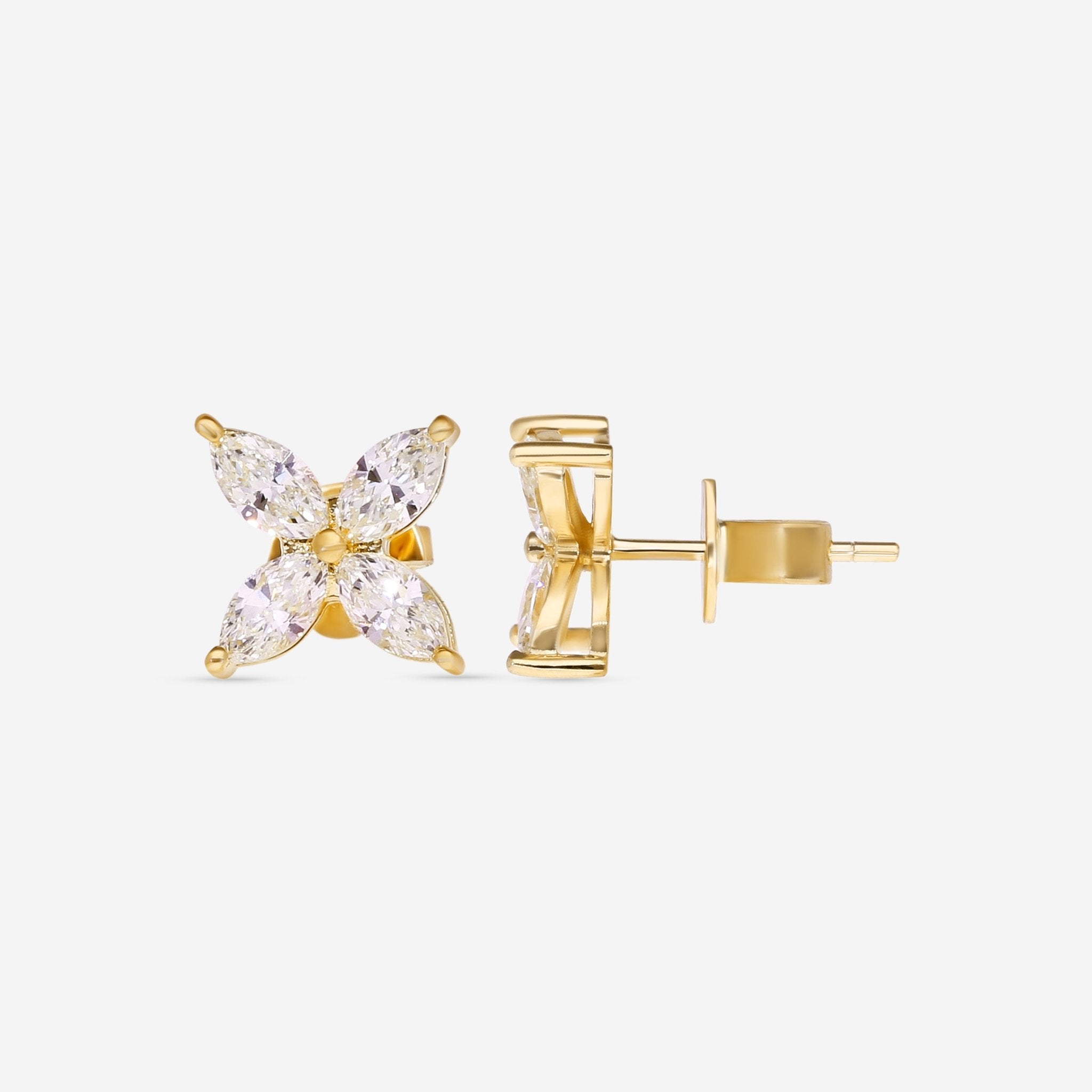 Ina Mar 18K Yellow Gold Marquise Cut Diamond Stud Earrings AER - 14400 - Y - THE SOLIST - Ina Mar