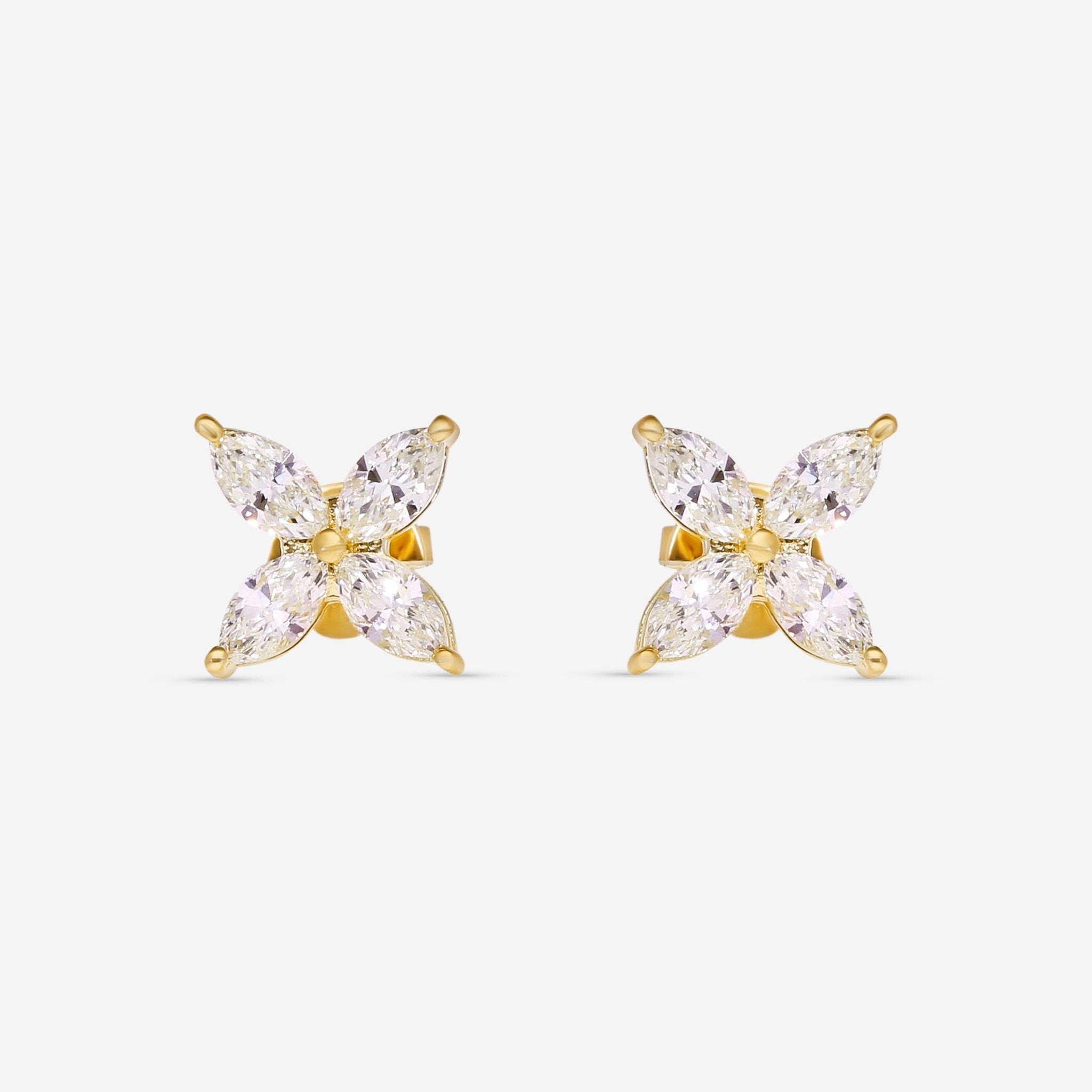 Ina Mar 18K Yellow Gold Marquise Cut Diamond Stud Earrings AER - 14400 - Y - THE SOLIST - Ina Mar