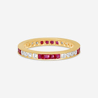 Suna 14K Yellow Gold Diamond & Ruby Wedding Band Ring Sz. 6.75 W907R16YY