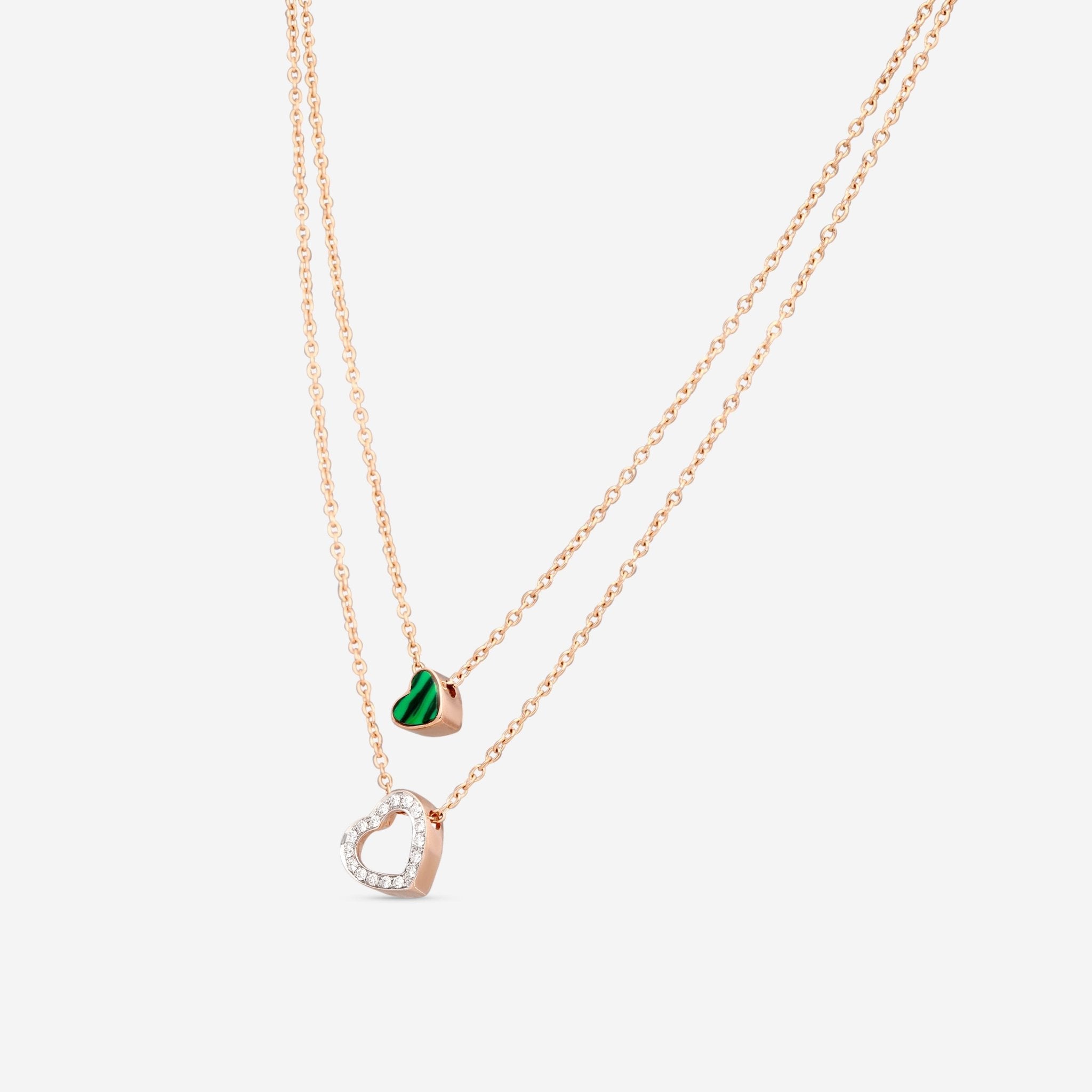 K Di Kuore In And Out 18K Rose Gold Diamond Necklace with Malachite 451565 - THE SOLIST - K Di Kuore