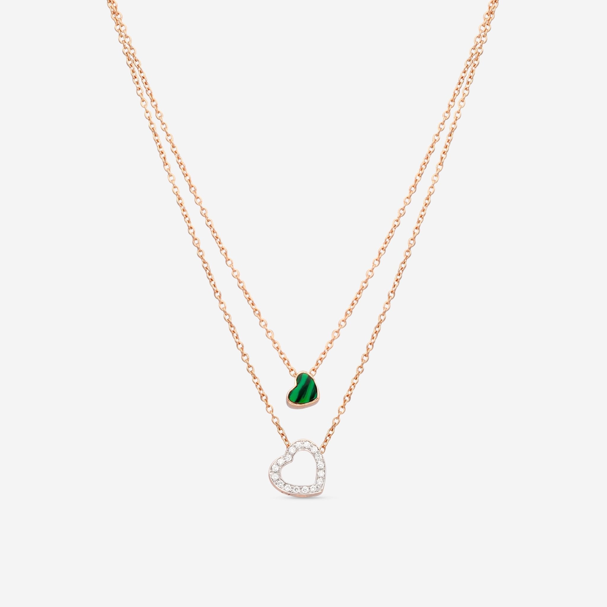 K Di Kuore In And Out 18K Rose Gold Diamond Necklace with Malachite 451565 - THE SOLIST - K Di Kuore