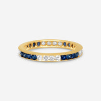 Suna 14K Yellow Gold Diamond & Sapphire Wedding Band Ring Sz. 6 W600S16YYb
