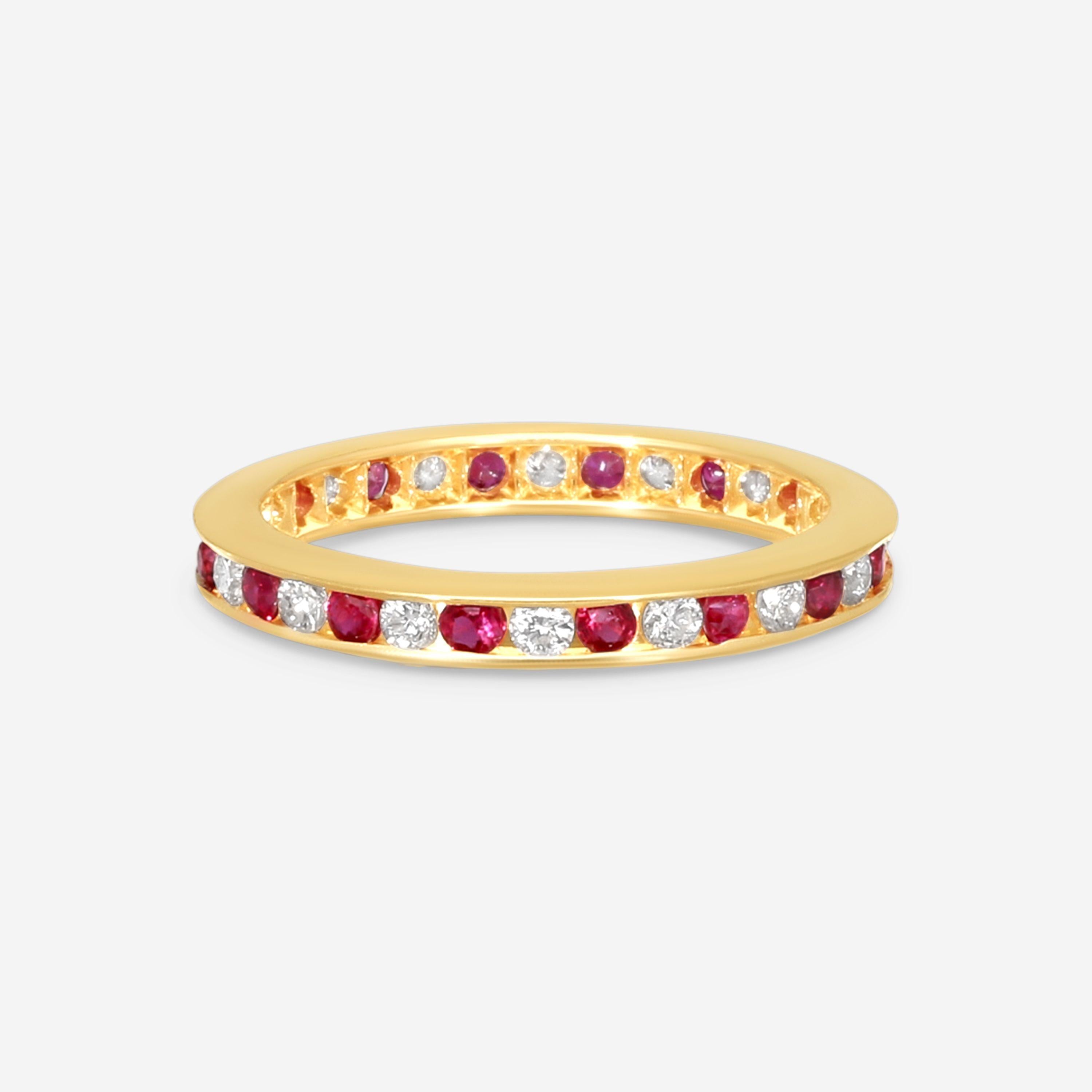 Suna 14K Yellow Gold Diamond & Ruby Wedding Ring Sz. 6 W600R16YY