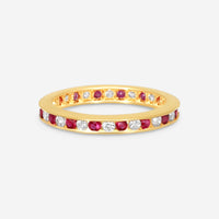 Suna 14K Yellow Gold Diamond & Ruby Wedding Ring Sz. 6 W600R16YY