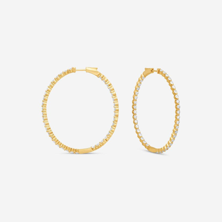 Ina Mar 14K Yellow Gold Diamond Shared Prong Oval Hoop Earrings E1182D-FY-400F - THE SOLIST