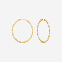 Ina Mar 14K Yellow Gold Diamond Shared Prong Oval Hoop Earrings E1182D-FY-400F - THE SOLIST