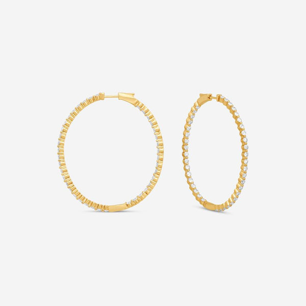 Ina Mar 14K Yellow Gold Diamond Shared Prong Oval Hoop Earrings E1182D-FY-400F - THE SOLIST