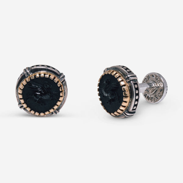 Konstantino Achilles Sterling Silver and Onyx Cufflinks MAKJ103 - 120 - THE SOLIST - Konstantino