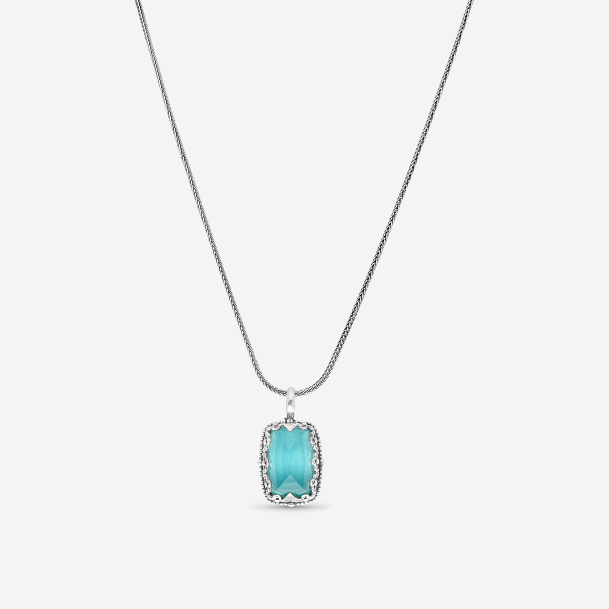 Konstantino Aegean Sterling Silver, Turquoise and Rock Crystal Doublet Pendant Necklace C - MEKJ528 - 325 - THE SOLIST - Konstantino