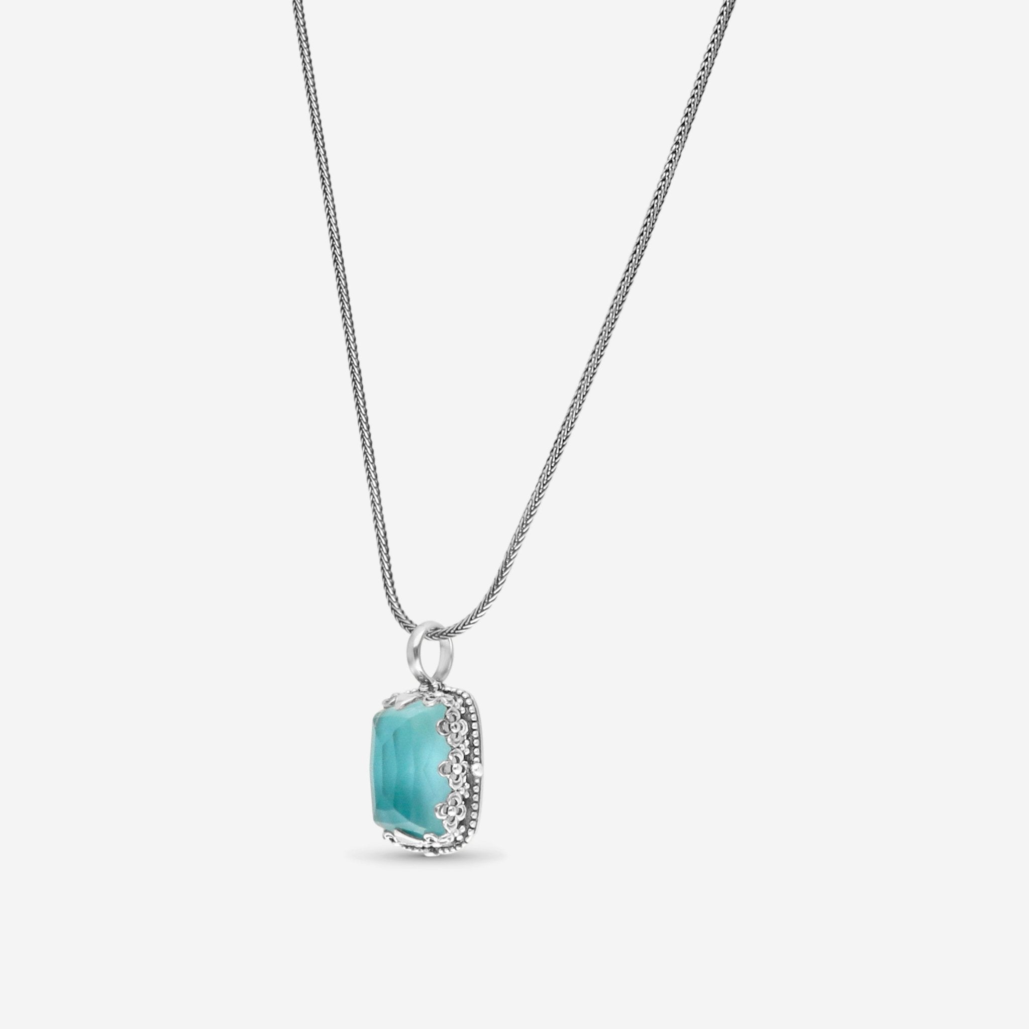 Konstantino Aegean Sterling Silver, Turquoise and Rock Crystal Doublet Pendant Necklace C - MEKJ528 - 325 - THE SOLIST - Konstantino