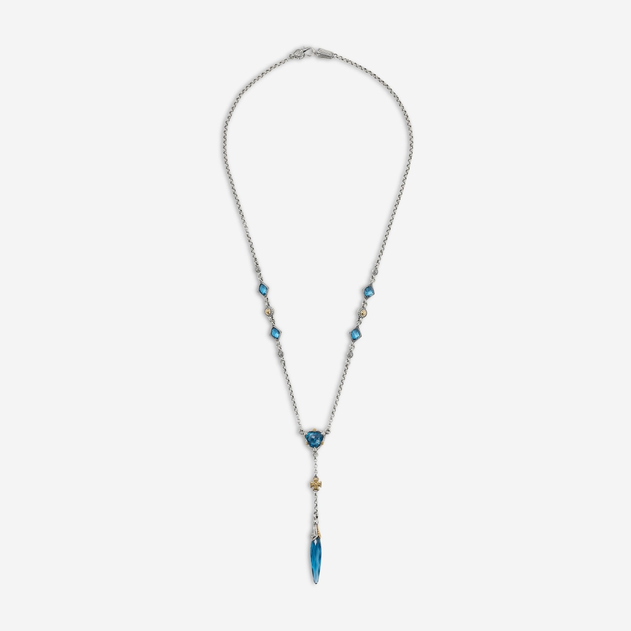 Konstantino Anthos Sterling Silver 18k Gold Blue Spinel Necklace KOMK4788 - 478 - 22 - THE SOLIST - Konstantino