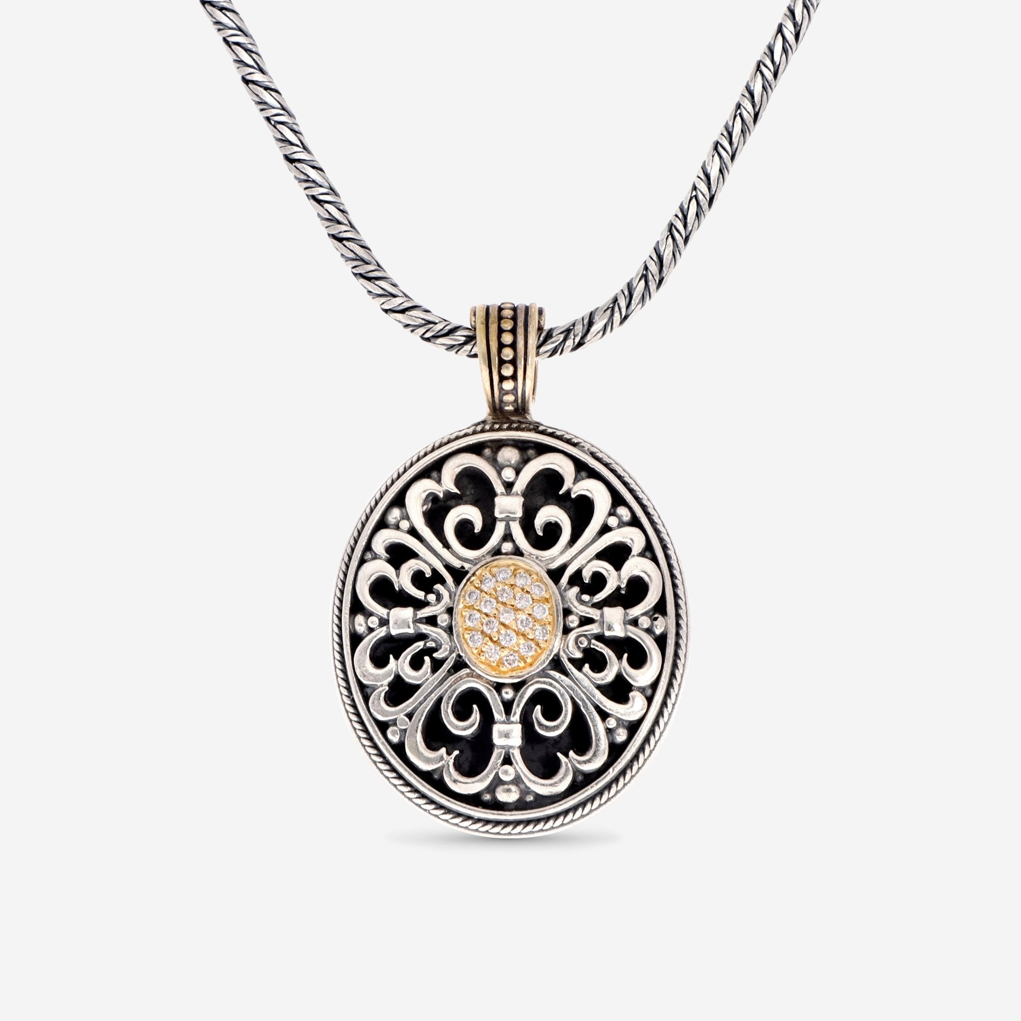 Konstantino Archive Sterling Silver & Diamond Pendant Necklace MEKJ125 - 109 - THE SOLIST - Konstantino