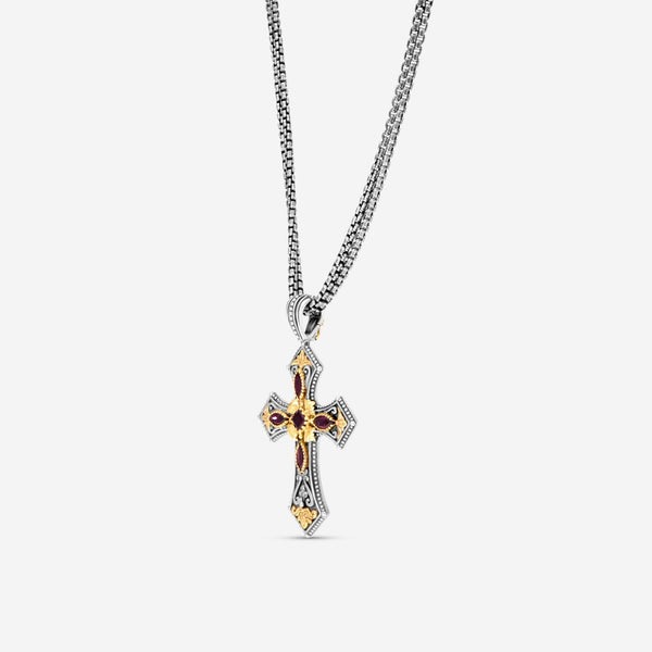 Konstantino Artemis Sterling Silver & 18K Yellow Gold Cross Pendant Necklace STKJ338 - 112 - CUT.CHKJ2 - 131 - 51 - THE SOLIST - Konstantino