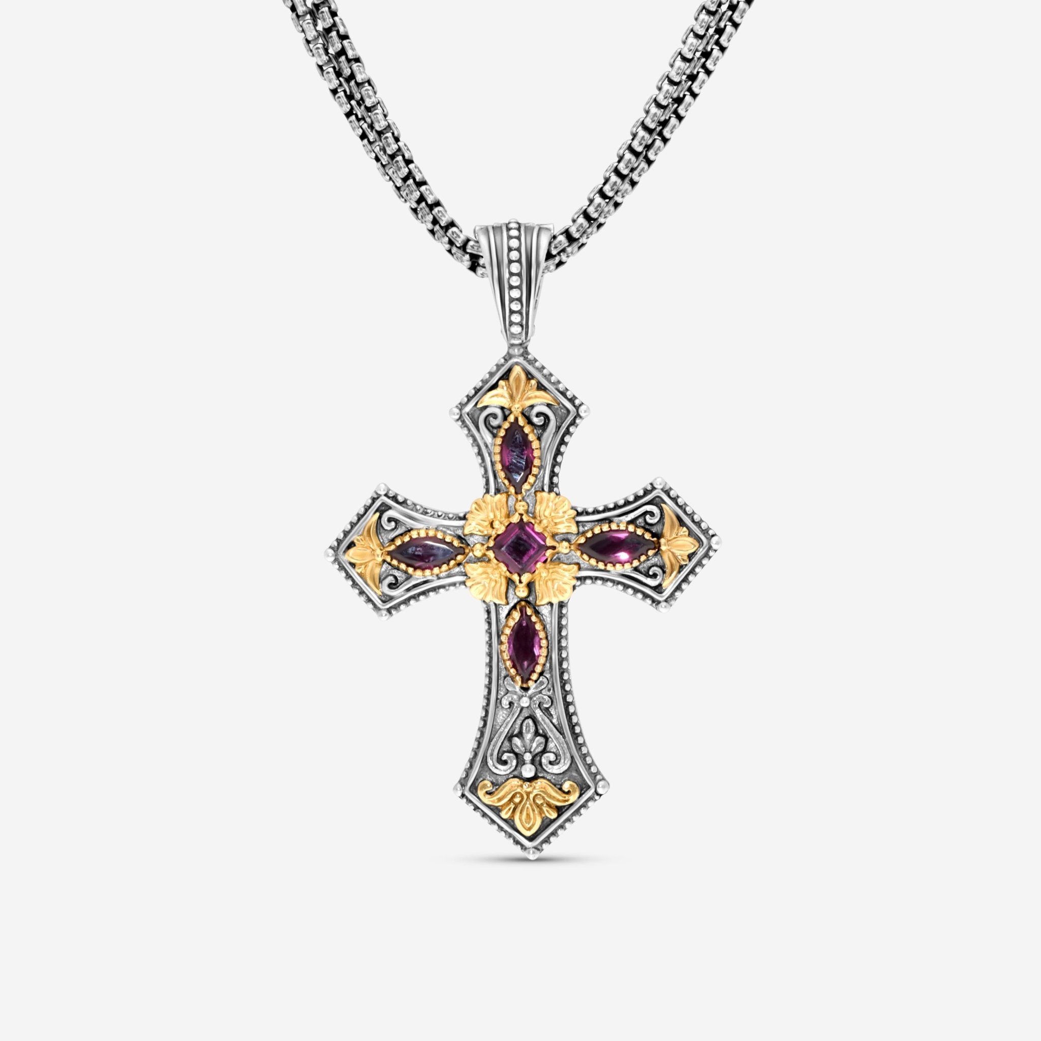 Konstantino Artemis Sterling Silver & 18K Yellow Gold Cross Pendant Necklace STKJ338 - 112 - CUT.CHKJ2 - 131 - 51 - THE SOLIST - Konstantino