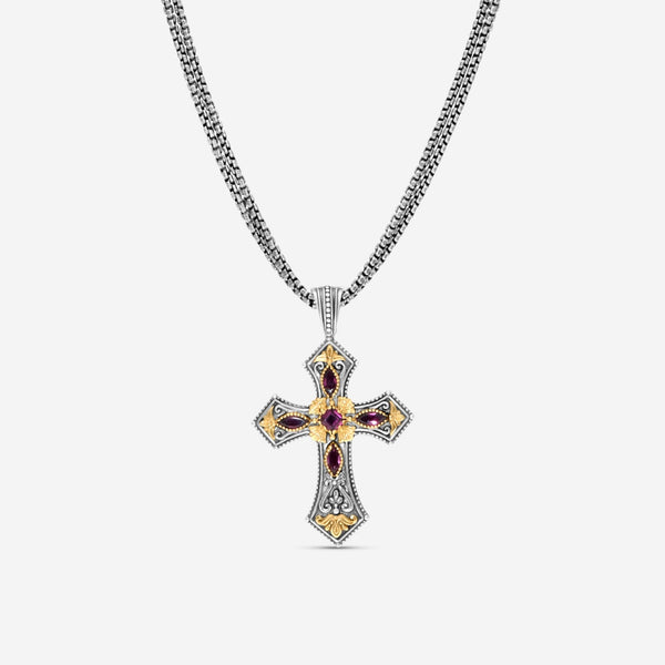 Konstantino Artemis Sterling Silver & 18K Yellow Gold Cross Pendant Necklace STKJ338 - 112 - CUT.CHKJ2 - 131 - 51 - THE SOLIST - Konstantino