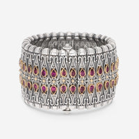 Konstantino Artemis Sterling Silver and 18K Yellow Gold, Rhodolite Cuff Bracelet BKJ480 - 112 - CUT - THE SOLIST - Konstantino