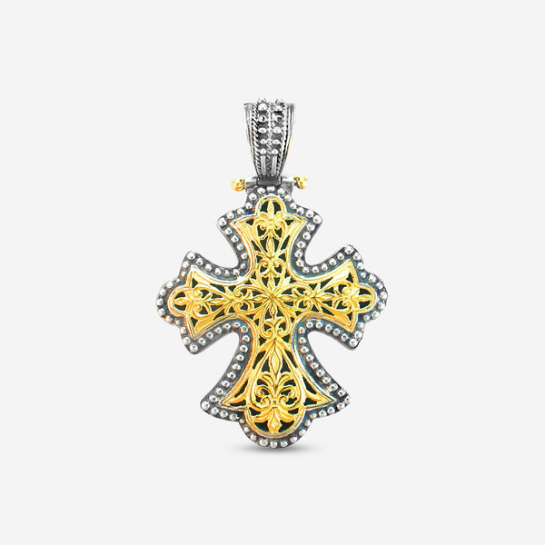Konstantino Classic Sterling Silver & 18k Yellow Gold Cross Unisex Pendant STLY225 - 130 - THE SOLIST - Konstantino